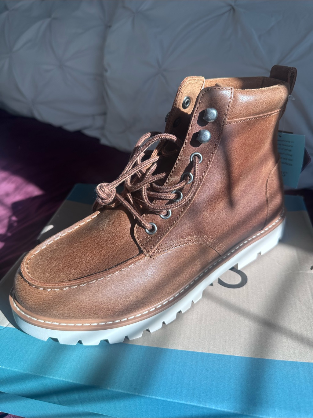 Toms Brown Leather Chukka Boot With White Sole
